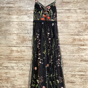 BLACK/FLORAL A LINE GOWN