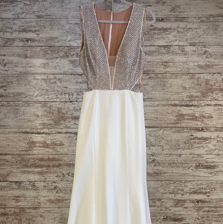 WHITE BEADED TOP LONG GOWN