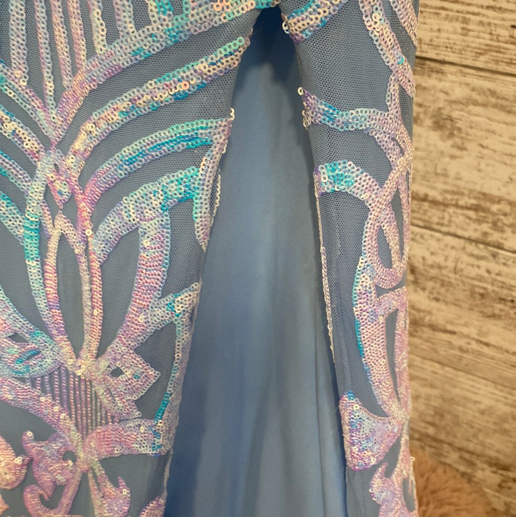 BLUE/PINK SEQUIN LONG DRESS