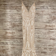 IVORY/TAN LONG EVENING GOWN