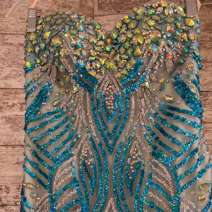 BLUE SPARKLY MERMAID GOWN