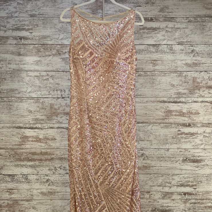 GOLD SEQUIN LONG EVENING GOWN