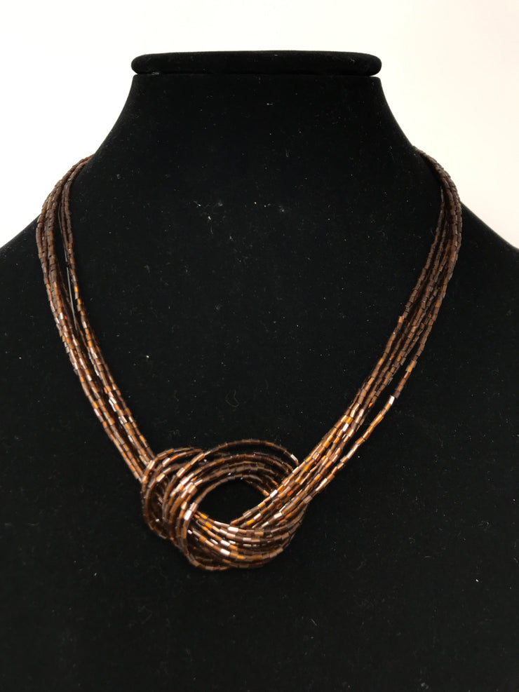 BROWN TWISTED BEAD NECKLACE