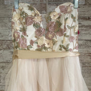 IVORY/FLORAL A LINE GOWN