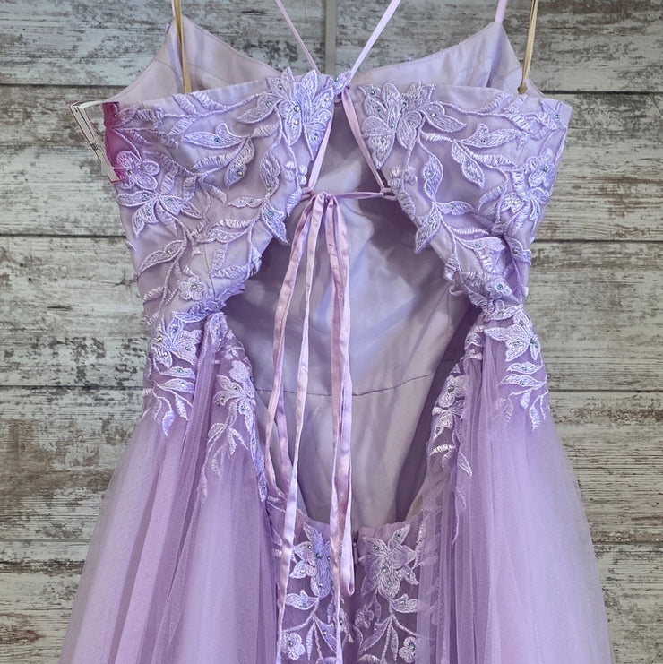 LAVENDER/FLORAL A LINE GOWN