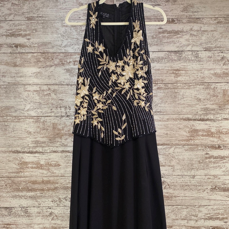 BLACK/TAN LONG EVENING GOWN