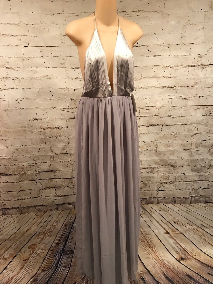 NEW - GRAY LONG EVENING GOWN