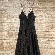 BLACK SPARKLY A LINE GOWN