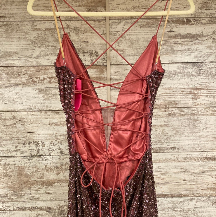 PINK FULL SEQUIN LONG DRESS