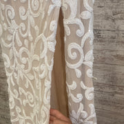 IVORY/TAN SEQUIN LONG DRESS