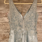 BLUE/FLORAL A LINE GOWN