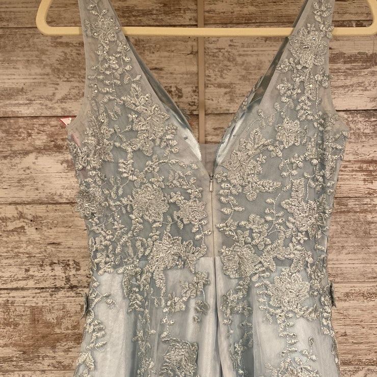 BLUE/FLORAL A LINE GOWN