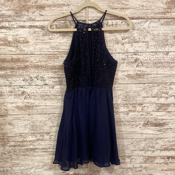 NAVY SEQUIN SHORT DRESS