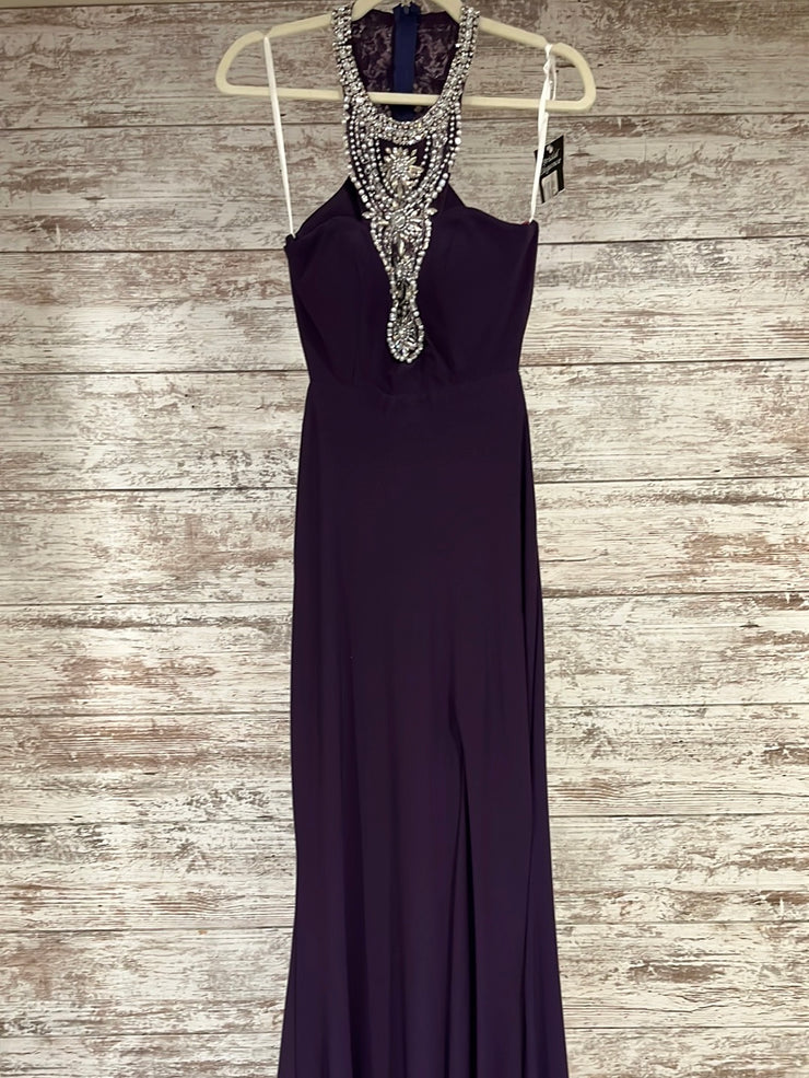 PURPLE LONG EVENING GOWN-NEW