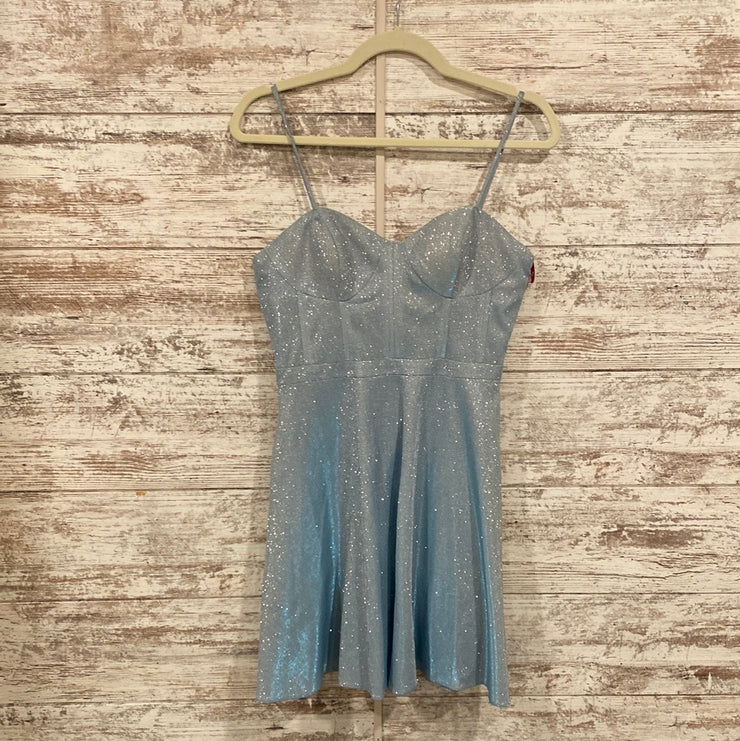 BLUE SPARKLY SHORT DRESS