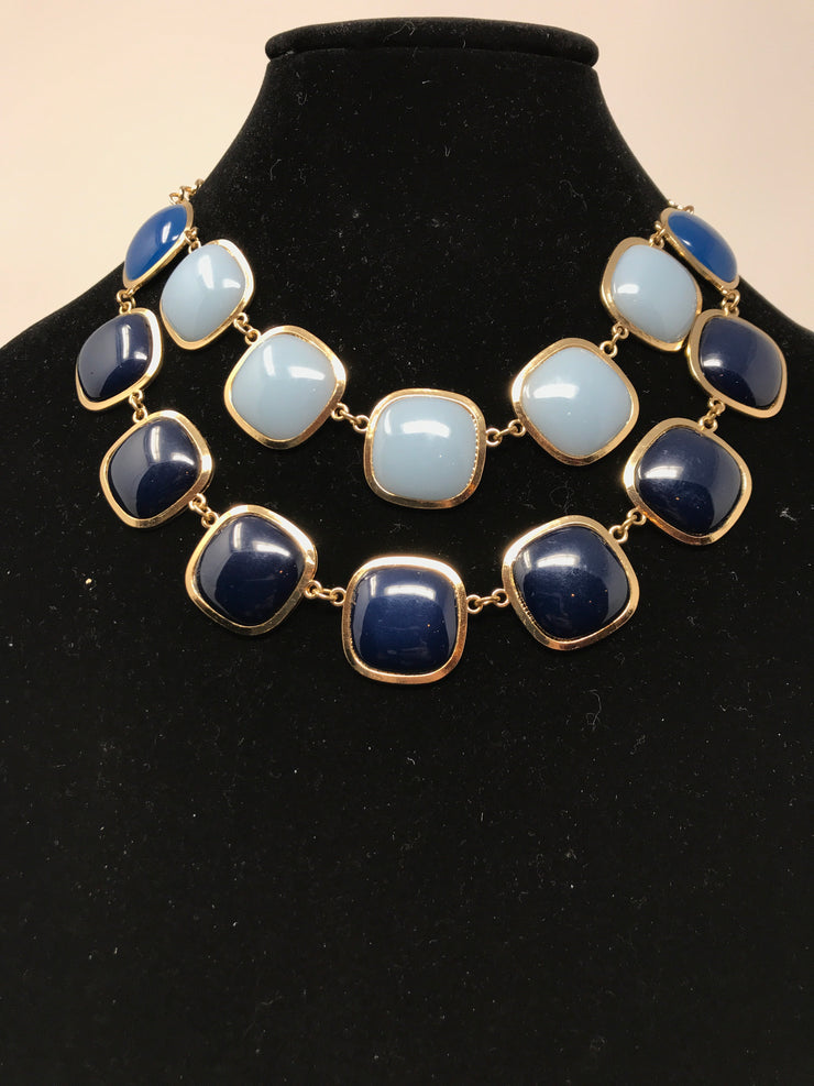 MULTI BLUE SQUARE GEM NECKLACE