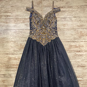 NAVY GEM TOP SPARKLY A LINE