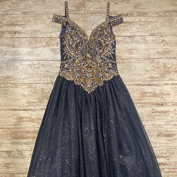 NAVY GEM TOP SPARKLY A LINE