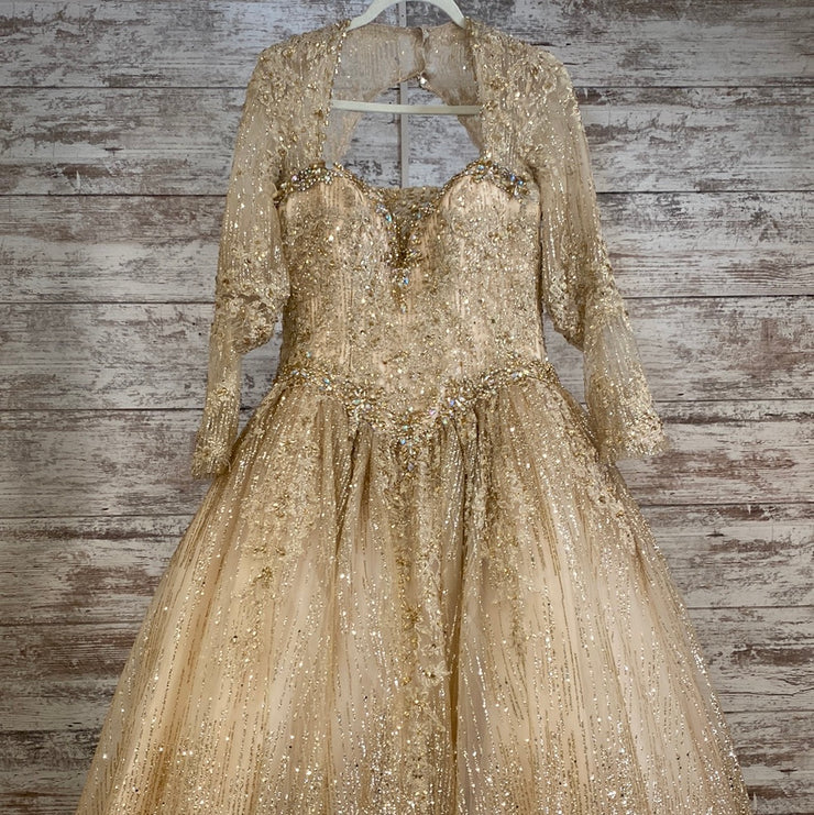 GOLD FULL SEQUIN PRINCESS GOWN