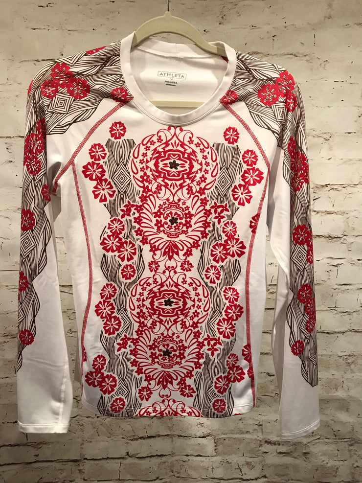 RED/WHITE LONG SLEEVE TOP