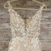 PEACH/WHITE FLORAL A LINE GOWN