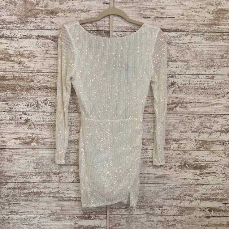 WHITE IRREDESCENT SHORT DRESS