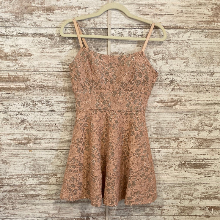 PEACH/SILVER SPARKLY SHORT DRE