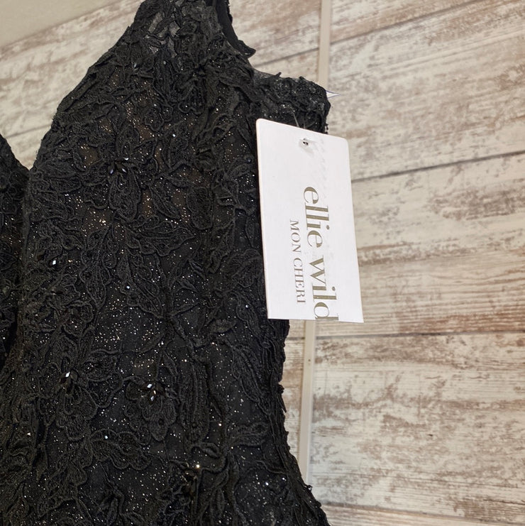 BLACK SPARKLY A LINE GOWN