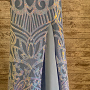 BLUE SEQUIN LONG EVENING GOWN