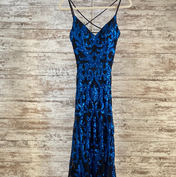 BLUE/BLACK LONG EVENING GOWN