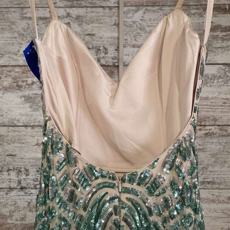 GREEN SEQUIN LONG DRESS $750