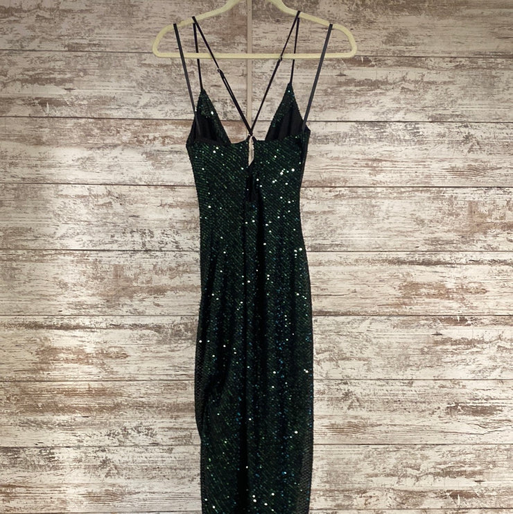 GREEN SPARKLY LONG DRESS