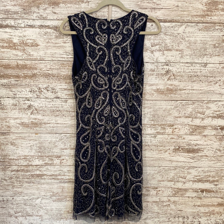 NAVY BEADED SHORT DRESS (NEW)