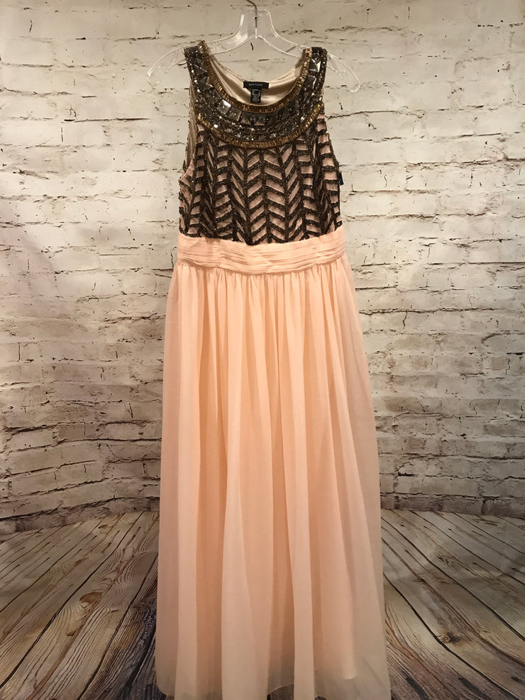 PEACH/GOLD BEADED GOWN