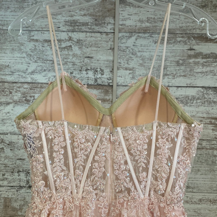 PINK/FLORAL A LINE GOWN