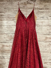 RED SPARKLY A LINE GOWN