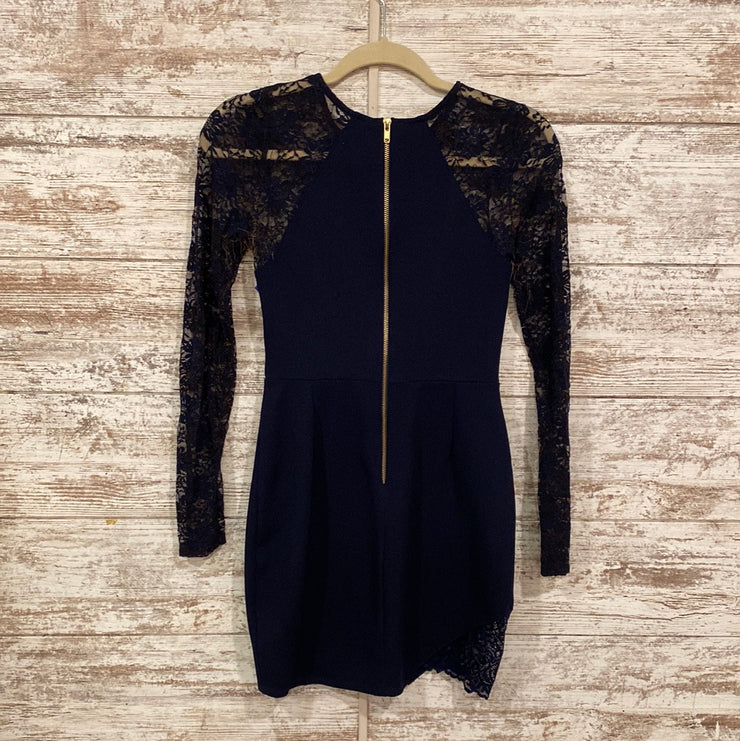 NAVY LONG SLEEVE SHORT DRESS