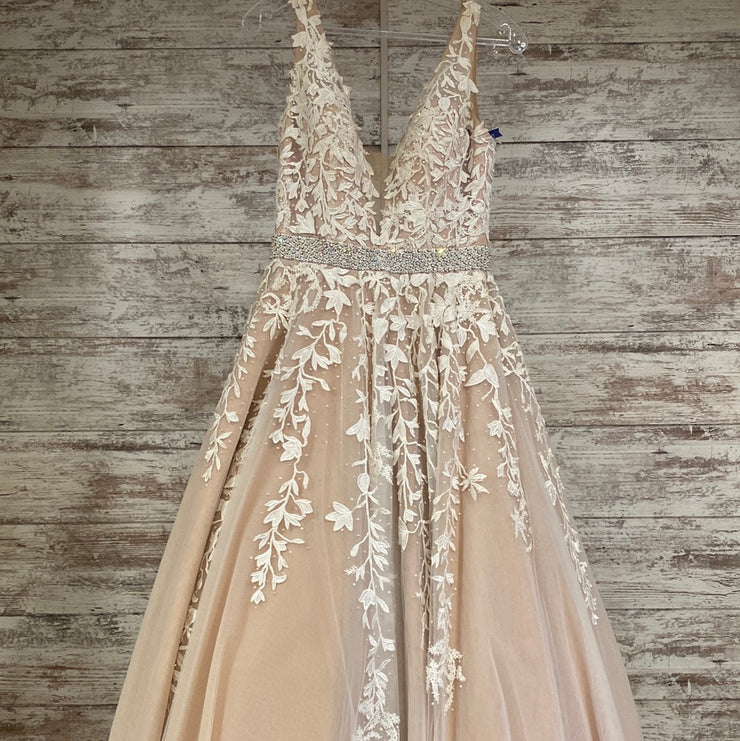 IVORY/FLORAL A LINE GOWN