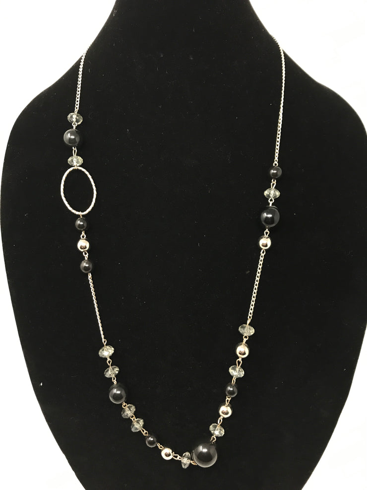 SILVER & BLACK NECKLACE