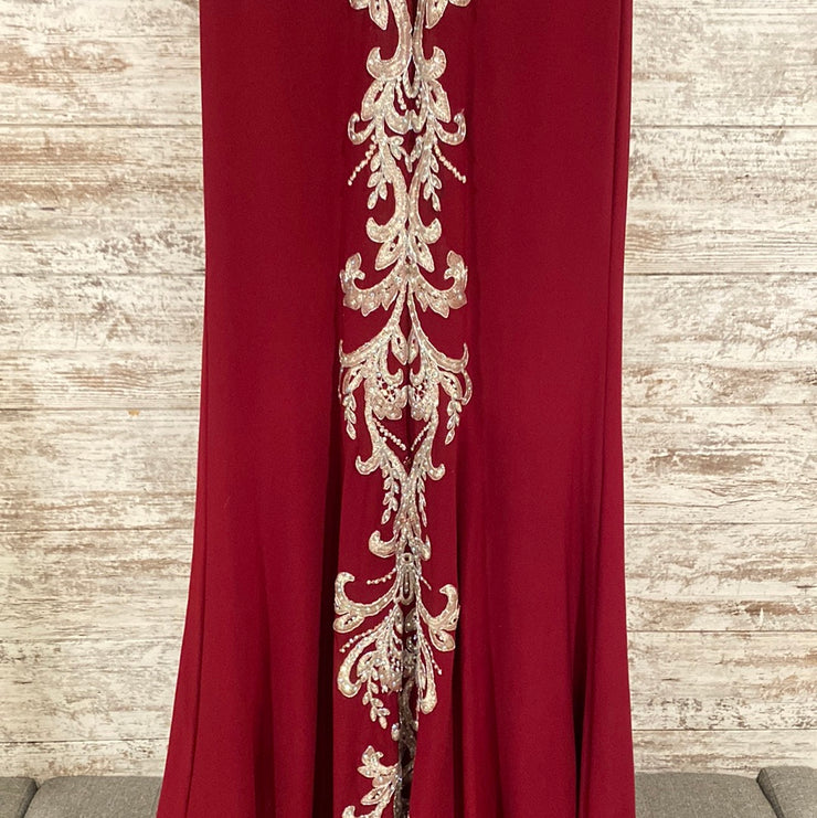 BURGUNDY/SILVER LONG DRESS