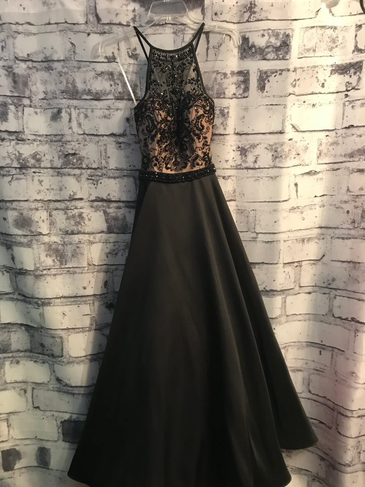 BLACK/TAN A LINE GOWN
