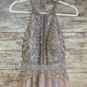 BLUSH/GRAY A LINE GOWN