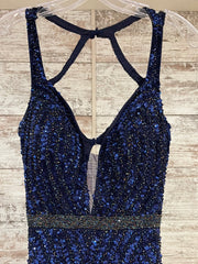 NAVY FULL BEADED LONG GOWN