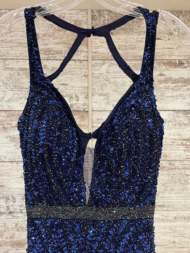 NAVY FULL BEADED LONG GOWN