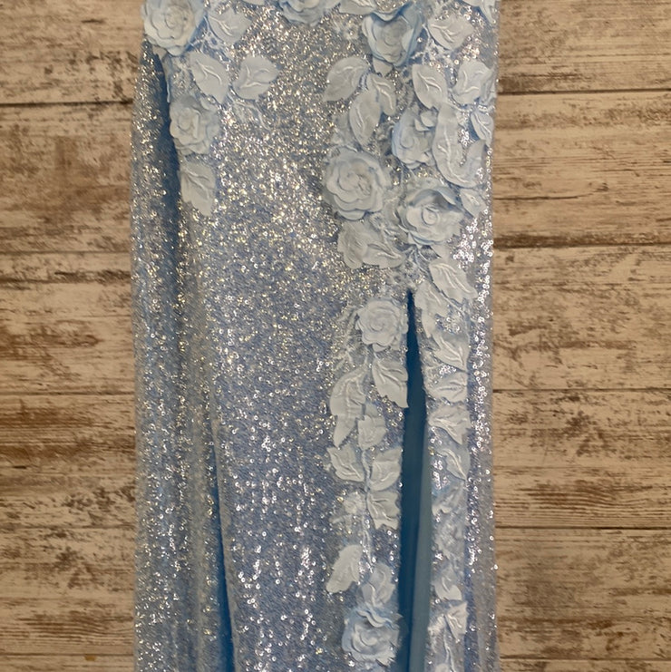BLUE SPARKLY LONG EVENING GOWN