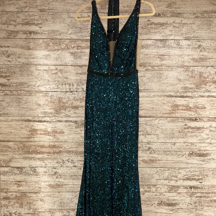 GREEN FULL SEQUIN LONG DRESS