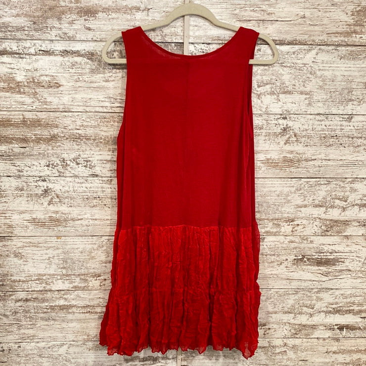 RED SLEEVELESS SHORT DRESS