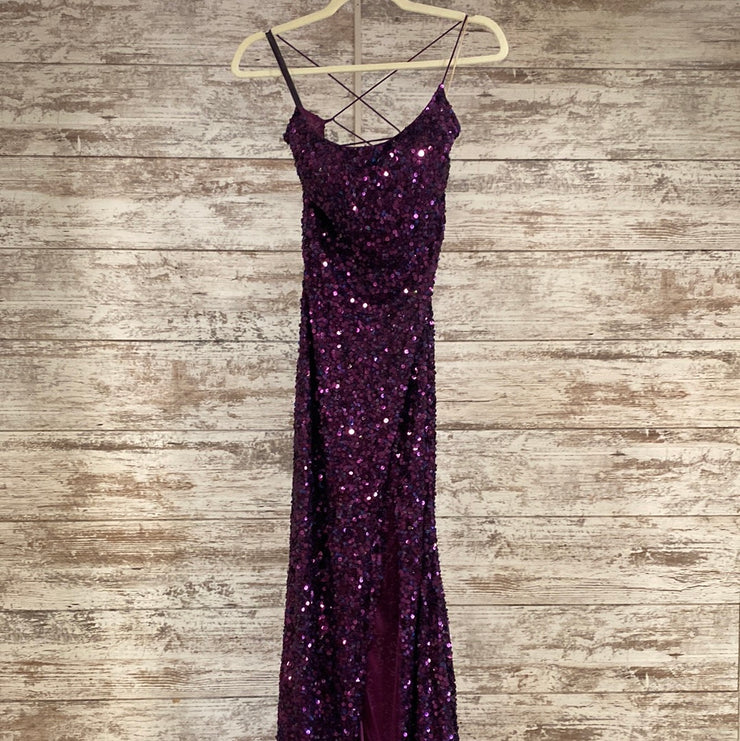 PURPLE FULL SEQUIN LONG DRESS