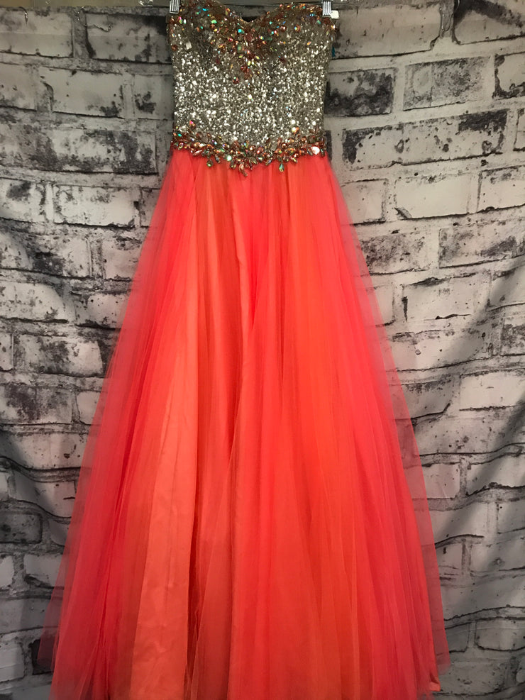 CORAL/SILVER A LINE DRESS