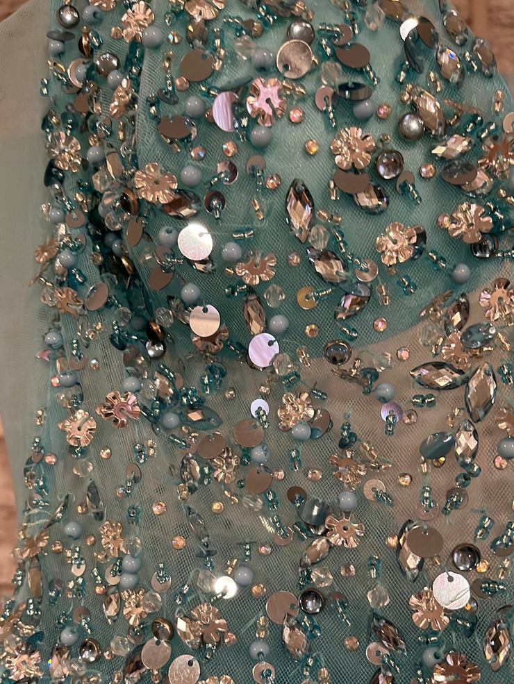 BLUE PRINCESS A LINE GOWN